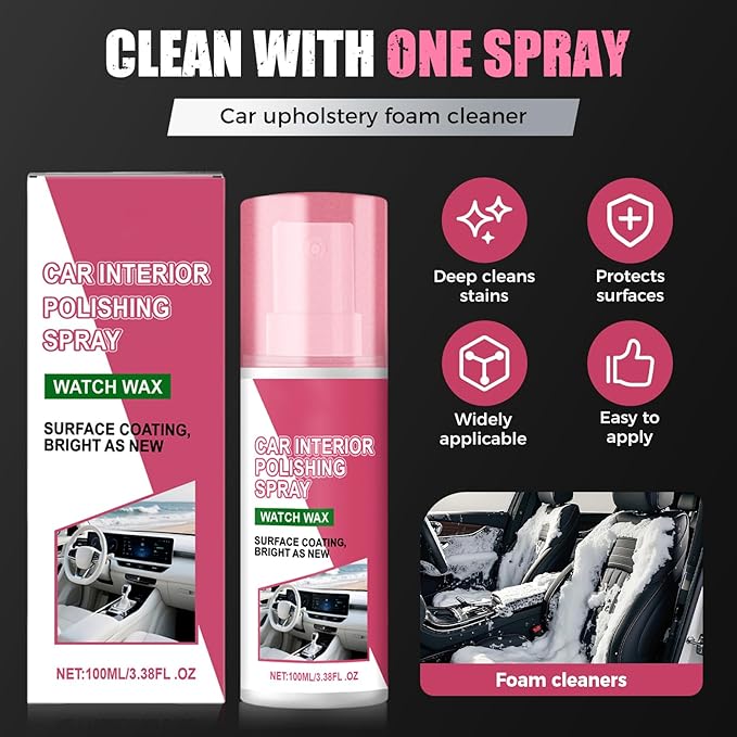 Car Polishing Cleaner Interior, 2026 New Multipurpose Car Interior Cleaner, Car Dashboard Polish, Portable Interior Detailer Spray, Vehicle Interior Polishing Cleaner for Drivers (2)