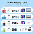 Travel Essentials 4 in 2 Multi Charging Cable, USB A/C Charging Cords with Dual Type-C, USB Cable Phone Charger Compatible with Most Cell Phones/Tablets and More (2Pack, 5FT)