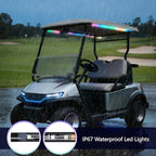 2 Pcs RGB+IC Golf Cart Canopy Lights Strip, 12V-80V Dream Color Chasing Golf Cart Roof Light with Remote and APP Control, Voltage Reducer Included, Music Sync for EZGO Yamaha Club Car