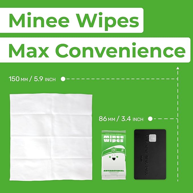 Impossibly Compact Travel Antibacterial Wipes Hand Sanitizer - 99.5% Water and Aloe - Safe for Sensitive Skin & Hypoallergenic Hand Wipes - Travel Essentials For Adults & Kids, 10 Pack Total 60 Wipe