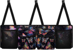 Colorful Butterfly Car Trunk Organizer with 4 Storage Bags Hanging Waterproof Car Back Seat Organizer for SUV,Truck,Van Collapsible Cargo Bag