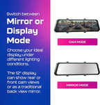 AZDOME PG17 2CH Mirror Dash Cam 4K - 12" Touch Screen - 24H Parking Mode - Mirror Dash Cam - Minimize Blind Spots - Built-in GPS & WiFi - Reverse Assist - Supports Voice Command
