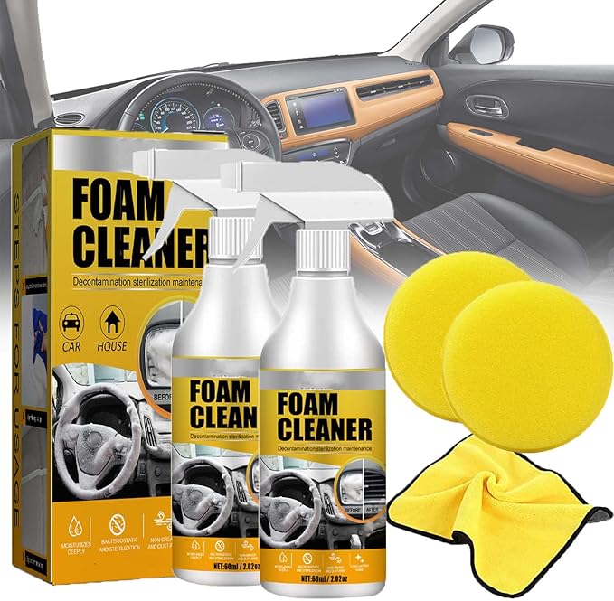 Car Interior Foam Refinisher Cleaner, All Around Master Foam Cleaner, Multi Purpose Foam Cleaner for car, All Purpose Rinse Cleaning Foam, Foam Cleaner All Purpose for Car and Kitchen (2PCS)