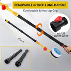 Automatic Rotating Car Wash Brush with Soap Dispenser, Soft Chenille Car Washing Brush Spin Mop Garden Hose Brush Foam Spray Gun Exterior Car Cleaning Brush Kit (Detachable Long Handle)