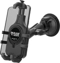 RAM MOUNTS Quick-Grip Pro Phone Mount with Twist-Lock Suction Cup and Medium Arm for Vehicle Windshields RAM-B-166-PD5U