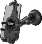 RAM MOUNTS Quick-Grip Pro Phone Mount with Twist-Lock Suction Cup and Medium Arm for Vehicle Windshields RAM-B-166-PD5U
