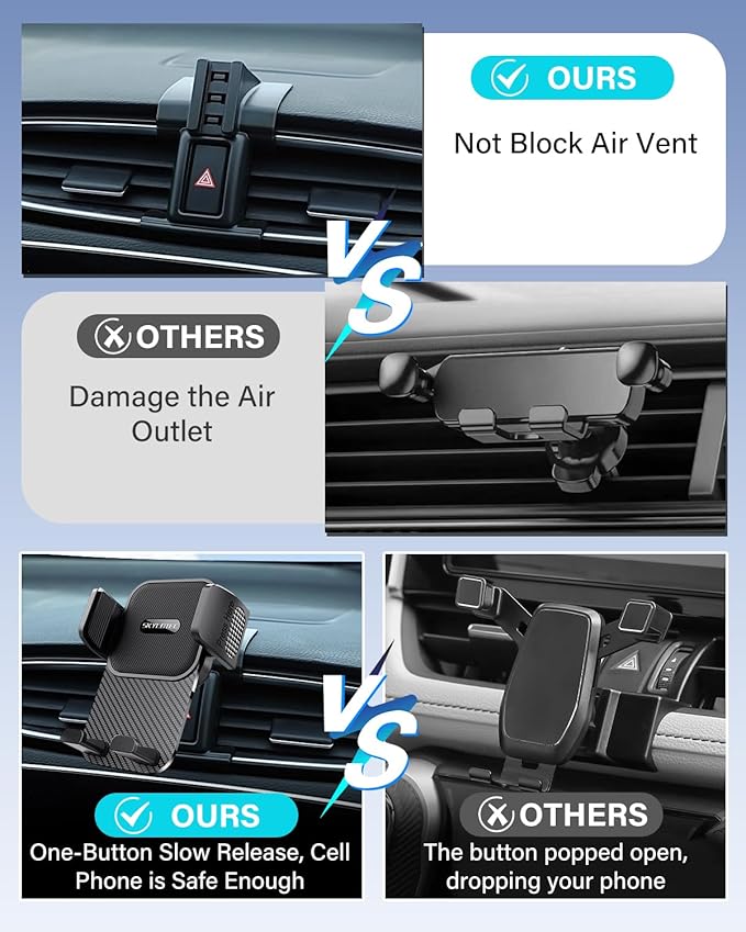 SKYLOTEC Car Phone Holder for Toyota Tundra 2007 2008-2013/Sequoia 2008-2012 2013 2014 2015 2016 2017 Accessories Automobile Cradles Phone Mount, Cell Phone Base Not Block Air Vent