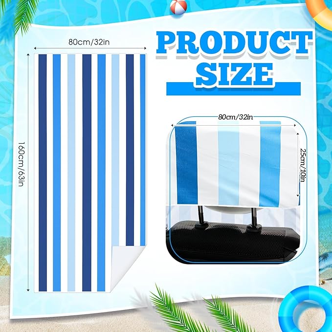 Hahafelt 2 Pack Car Seat Towel Covers with Storage Bag, 63 x 32 Inch Universal Non Slip Waterproof Sweat Protector for Car Truck, Gym Swimming Running, Machine Washable (Blue Vertical Stripes)