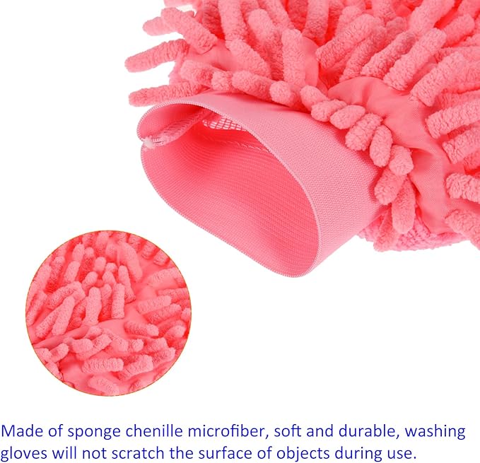 M METERXITY Microfiber Wash Mitt - Chenille Reusable Gloves for Cleaning, Scratch-Free, Apply to Kitchen House Cleaning