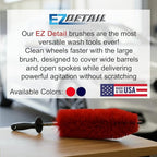 EZ Detail Brush Big - Red - Wheel Rim Cleaner for Cars, Bike, Trucks, Motorcycle, and Other Vehicles. Non-Scratch Auto Detailing Tool, Easily reaches Nook and Crannies