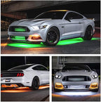 LEDGlow 4pc Bluetooth Million Color LED Underbody Underglow & 4pc Interior Footwell Accent Lighting Kit for Cars - Smartphone App - Courtesy Lights - Create Any Color - Control Box