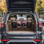 Pink Cherry Blossom Trunk Organizer Car Women Car Back Seat Organizer Multipurpose Cargo Accessory with Adjustable Straps