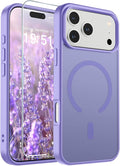 SUPFINE Magnetic for iPhone 17 Pro Max Case (Compatible with MagSafe)(Military Grade Drop Protection) Translucent Matte Shockproof with Anti-Fingerprint Phone Cover 2025,Purple