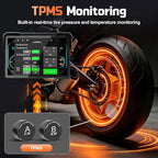 2026 LBW 7" Wireless GPS Motorcycle CarPlay(Includes 128G SD) with Android Auto Navigation, Dual 2K Dash Cam, HD Waterproof Screen, TPMS, Remote Control, BT, Quick Release Anti-Theft Design Mount
