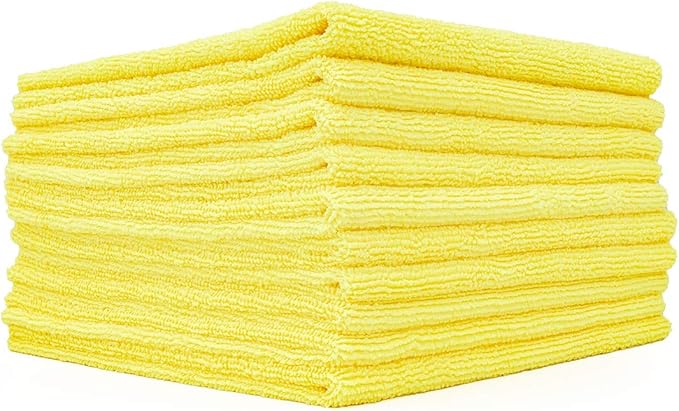 The Rag Company - Edgeless 300 - Microfiber Detailing Towels, Perfect for Removing Polishes, Sealants, and Glaze; Great for Interior Cleaning and Dirty Jobs; 300GSM, 16in x 16in, Yellow (10-Pack)
