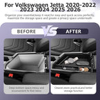 LUWU Center Console Organizer Compatible with 2020-2024 2025 2026 V olkswagen Jetta S/SE/SEL/Sport Accessories Armrest Console Secondary Storage Box Insert Tray ABS Material Black
