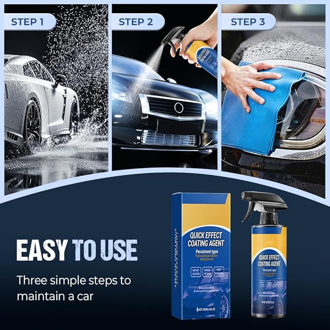 Car Quick-Acting Coating Agent Spray, 120ml Car Nano Hydrophobic Ceramic Coating Kit, Easy-To-Spray Auto Paint Protection For Vehicle Shine & Protection (2PCS)