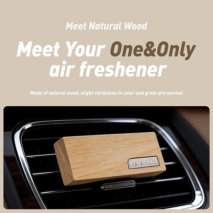 4 Packs Pine&Sage Scented Natural Wood Vent Clips,【No More Stuffy Air】 Odor Eliminator Car Scents Air Freshener Refills, Long Lasting Fragrance Diffuser, SUV Essentials Gift for Men