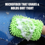 3 Pack Chenille Premium Scratch-Free Microfiber Wash Mitt Car Wash Sponges, Non-Scratch Car Cleaning Sponge Mitts, Ultra-Soft Glove, Swirl-Free Finish, Safe for Trucks, Suvs(Lime Green)