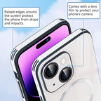 Guppy Compatible with iPhone 15 Case Magnetic, with Full Camera Lens Protector [Compatible with MagSafe] Scratch Resistant Gradient Glass Back Cover Phone Case-White