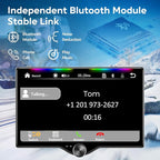 10.1" QLED Double Din Car Stereo with Wireless Carplay & Android Auto, Music Sync Luminous Bar, SWC, Bluetooth, Backup Camera, 240W, Dual Subwoofer Output, Car Radio, Navigation, FM/AM