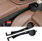 2026 Upgraded Car Seat Gap Filler with Holder and Hook, Car Seat Accessories Interior, Car Seat Gap Plug with Storage Slot, Car Organizer Fit Sedan SUV Truck, 2 Pack Black