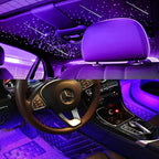 AKEPO 3-in-1 Starlight Headliner Kits: Meteor Effect+6W RGBW Fiber Optic Stars Lights+ 4 Car Under Dash LED Light, Music Sync App Control Optical Fibers 295pcs Mixed Diameterin 9.8ft