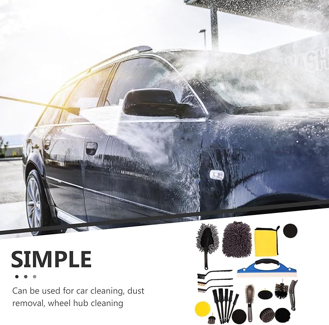 Gadpiparty 23 Pcs Car Wheel Cleaner Brush and Rim Cleaner Brush Set for Automotive Wheel Hub and Tire Cleaning Multipurpose for Interior and Exterior Maintenance