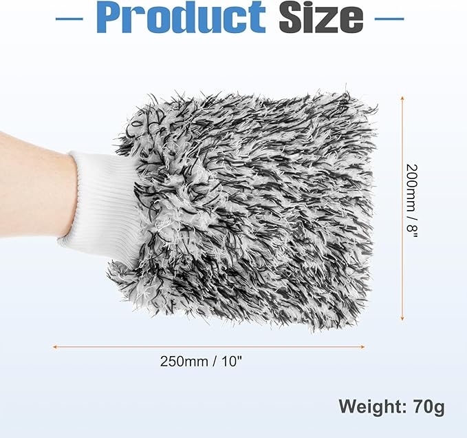 HARFINGTON Microfiber Car Wash Mitts 10" x 8" Scratch Free Wash Gloves Absorbent Double Sided Plush Cleaning Drying Mitts for Car Washing Home Clean Black White