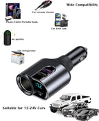 LIHAN USB C Car Charger, 12V/24V Cigarette Lighter Socket Splitter with 3 USB Ports, PD 30W Fast Charging, Compatible with iPhone, Galaxy, iPad, GPS, and More
