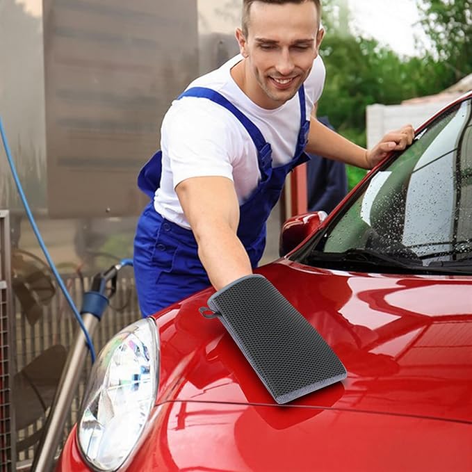2 Pcs Fine Grade Clay Mitt for Car Detailing, Synthetic Clay Towel Glove for Paint Decontamination, Removes Dirt, Grime & Iron Contaminants from Paint, Glass & Wheels