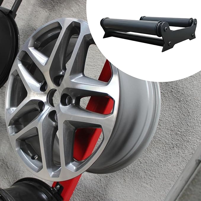 Wheel Detailing Rolling Stand,360° Rotating Metal Tire Stand for Ceramic Coating Garage