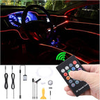 Car Ambient Lighting Kit 8 Colors Multicoloured Music Optic Fiber RF Remote Control Car DIY Decorative Atmosphere Lighting DC 12V 1W 3m