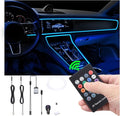 USB car Ambient Lighting Optic Fiber 8 Colors Music Sound Active with RF Remote Control Car Decorative Atmosphere Lighting Kit DC 12V 1W 3m with QC 3.0 Car Charger