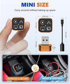 4-in-1 Mini Wireless CarPlay & Android Auto Adapter Support AirPlay/MirrorLink, Convert Wired to Wireless, Auto-Connect for Daily Commute, 5.8GHz Stable Connection, Plug & Play Dongle, Orange