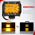 Nilight 4 Inch Amber LED Light Pods 2PCS Triple Row 60W Flood Spot Combo Offroad Driving Fog Lighting for 12V 24V Pickup Truck ATV UTV SUV