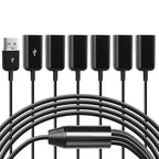 CERRXIAN USB2.0 1 Male to 6 Female Splitter Y Cable USB Y Splitter Supports Data Transmission of U disks, Keyboards, and mice, and Power Supply for USB Devices Such as Low-Power Fans-1.65FT/50cm