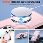 SUPFINE Magnetic for iPhone 15 Pro Max Case with Screen Protector (Compatible with MagSafe) (Military Grade Drop Protection) Translucent Matte Shockproof Phone Cover,Light Pink