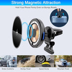 Magnetic Wireless Car Charger Mount,Compatible with MagSafe Car Charger,15W Fast Charging Air Vent Car Phone Holder for iPhone 16 15 14 13 Pro Max Plus MagSafe,Car Accessories(with 60W Car Adapter)