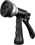 AUTOMAN-Garden-Hose-Nozzle, ABS Water Spray Nozzle, 7 Adjustable Watering Patterns, Slip Resistant for Watering Plants, Lawn& Garden, Washing Cars, Cleaning, Showering Pets & Outdoor Fun.Silver Color
