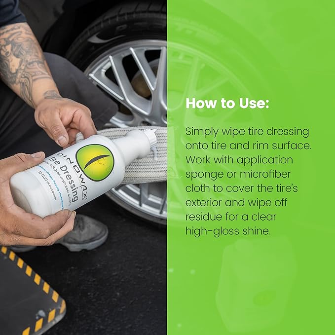 Dinowax - Tire Dressing, Tire Shine, Tire, Vinyl, and Rubber Dressing, Tire and Wheel Care Products, 32 Oz