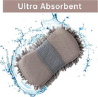 4 Pack Car Wash Mitt, BELPAIR Microfiber Sponge Cleaning Mitten for Window Cleaner, Non Scratch Sponges Auto Supplies Duster Kit Premium Washing Scrub Foam for Care Tools Foaming Cleaner (Grey)