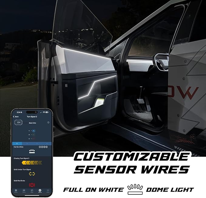 XKmax RGB Fiber Optic LED Interior Ambient Light Kit for Car & Truck | Color Chasing | App-Controlled (2pc 43" Strips)