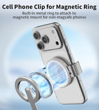 TONEOF Phone Clamp for Magnet with Metal Ring,Phone Mount Adapter for Magsafe Car Phone Holder,Quick Installation & Easy Removal Clip for All Phones/Magnetic Tripod/Magnet Mounts (Beige Gray,1 Pack)