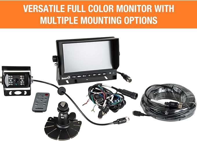 Buyers Products 8883040 Rearview Backup Camera System W/Night Vision, 7" 4 View Monitor & Remote Control, Backup Camera for Trucks, RVs, Trailers, Vans, Reverse Camera For Trucks