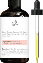 Brooklyn Botany Sweet Orange Essential Oil - Huge 4 Fl Oz - 100% Pure and Natural - Premium Grade with Dropper - for Aromatherapy and Diffuser