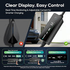 Level 2 EV Charger for SAE J1772 E, 32A 240V Portable EV Charger with NEMA 14-50 Plug, 25FT Cable, Adjustable 16A-32A, LCD Display, Plug-and-Play Fast Charging Station for Home/Outdoor