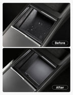 TPARTS Center Console/Armrest Organizer Tray Bottom Pad Storage Box for Tesla Model 3 Highland 2024-2026 Full Coverage Silicone Mat Non-Slip Model 3 Standard/Premium/Performance Interior Accessories