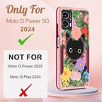 for Moto G Power 5G 2024 Case - Compatible with MagSafe Women Girls Cute Magnetic Phone Cover Girly Cat Flower Floral Heavy Duty Shockproof Design for Motorola Moto G Power 5G 2024 Cases