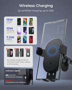 iOttie Auto Sense 2 Air Vent Car Phone Holder with Qi Wireless Charging - Auto Clamping Phone Mount for iPhone, Google Pixel, Samsung Galaxy, Huawei, LG (Adapter Not Included)